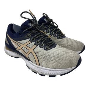 Asics Gel Nimbus 22 Running Sneakers in White Champagne Blue Gold 9.5